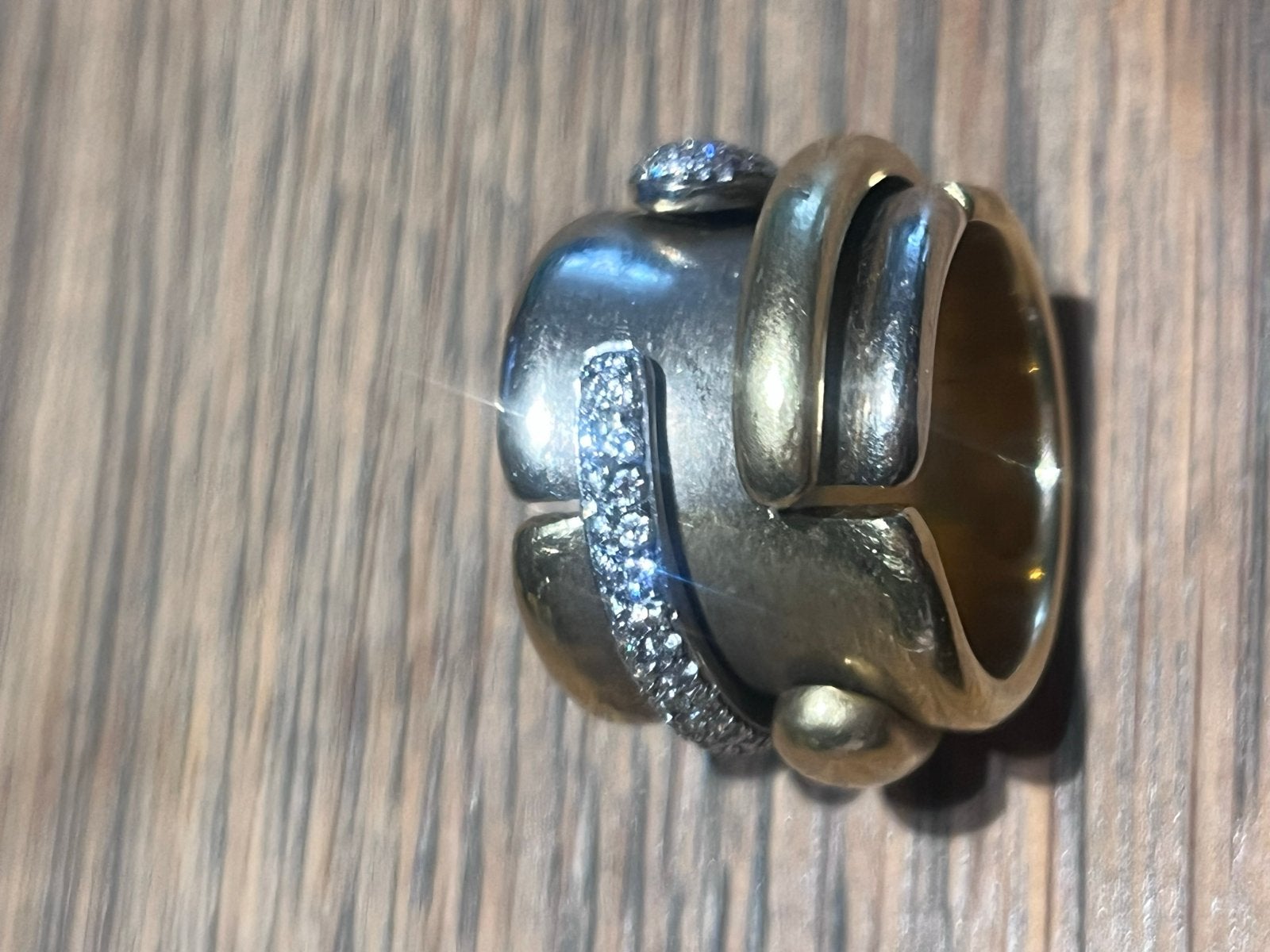 Pomellato ring in twee kleuren goud met diamanten, Gebruikt, Ophalen of Verzenden, 17 tot 18, Met edelsteen