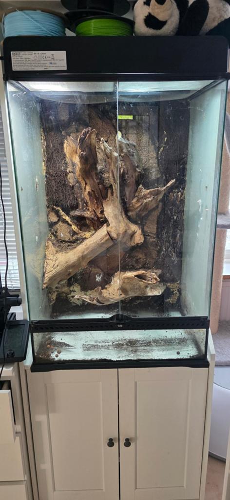 Exo terra terrarium 60x40x90 iclusief lampenkap, Ophalen, Zo goed als nieuw, Terrarium of Paludarium
