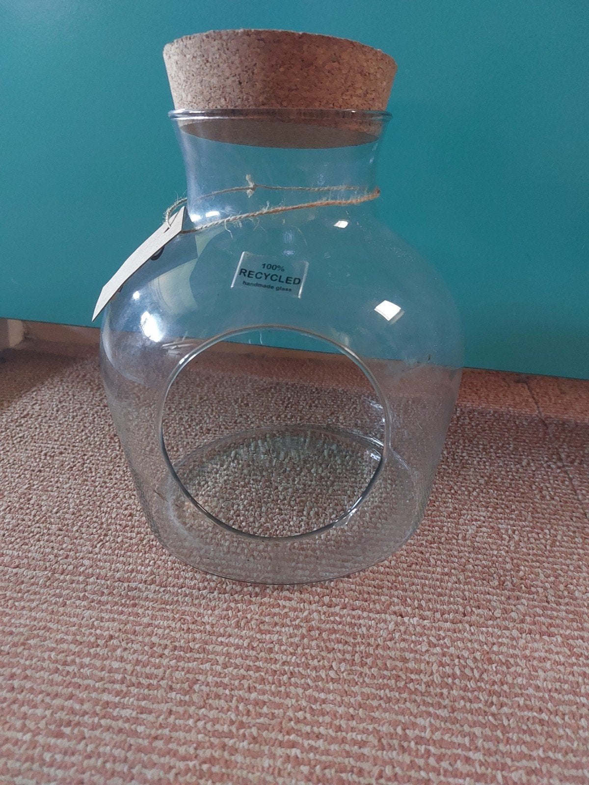 Glazen pot met kurken deksel - voor plantjes of decoratie, Ophalen, Gebruikt, Met deksel, Transparant
