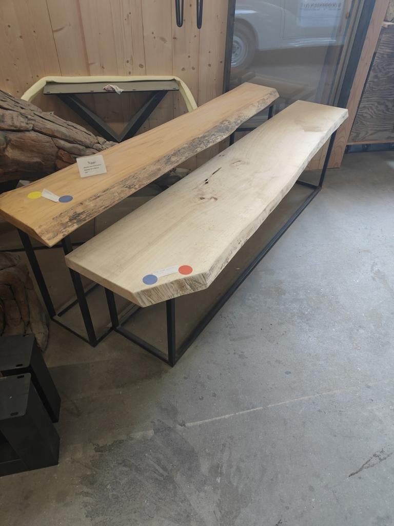Sidetables met boomstamblad: Esdoorn & Populier - OP=OP!, Overige houtsoorten, Ophalen of Verzenden, Industrieel, Landelijk, Modern