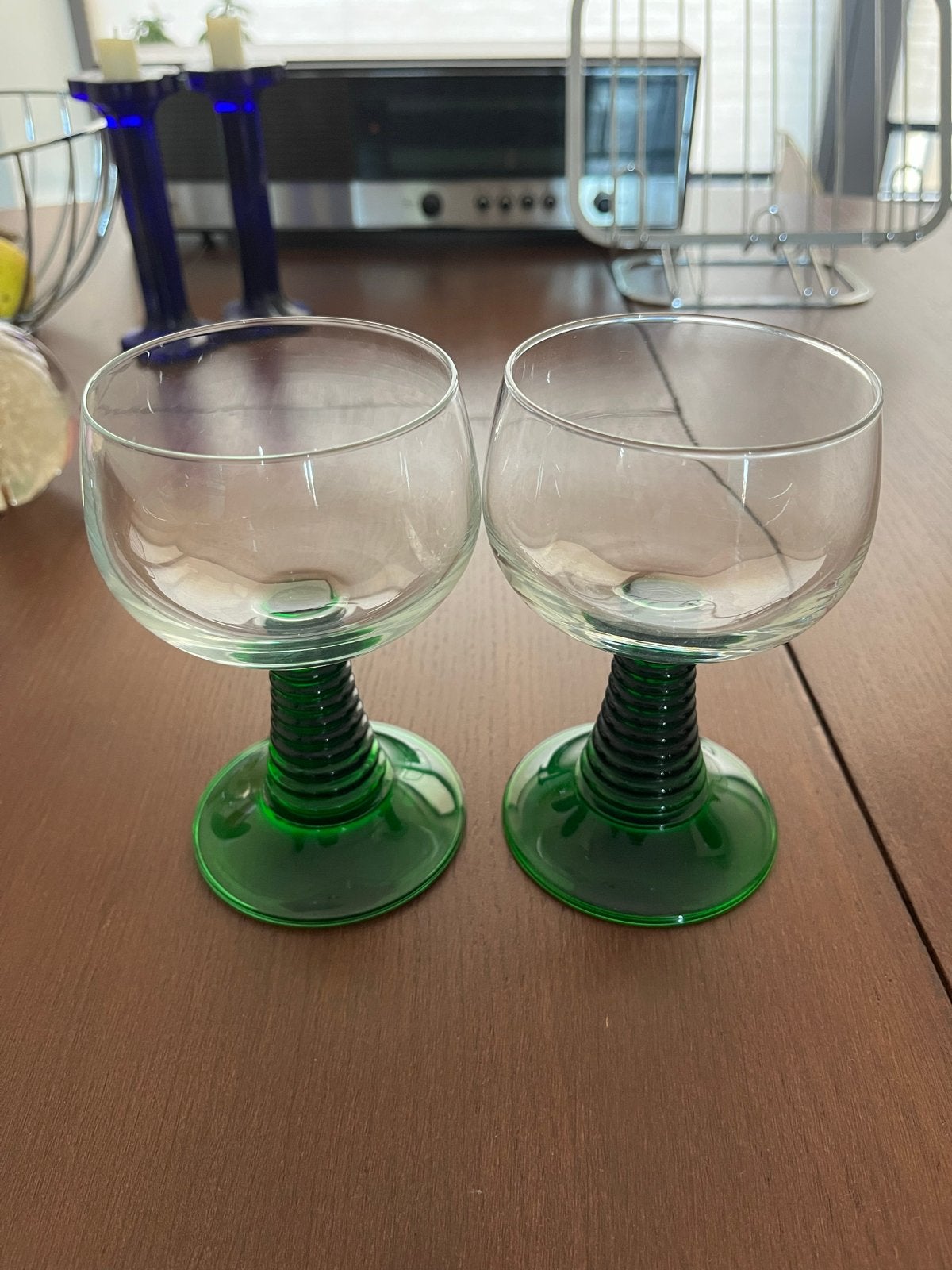Set van 2 Groene Vintage Wijnglazen, Ophalen