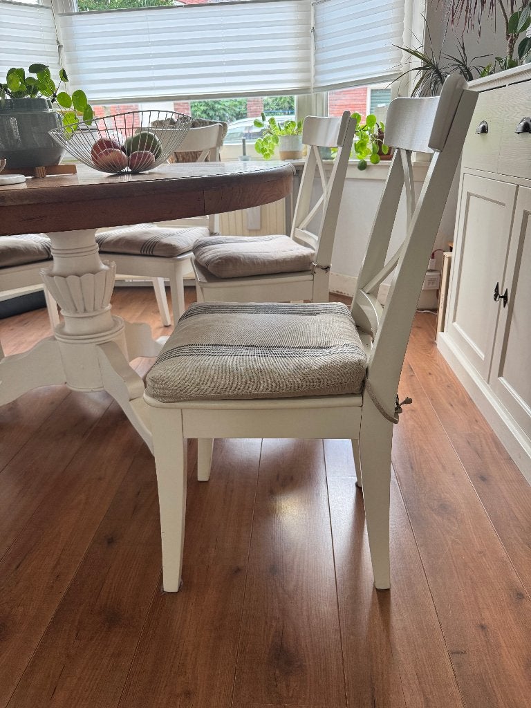 Set van 6 eetkamerstoelen wit, Ophalen, Gebruikt, Wit, Scandinavisch