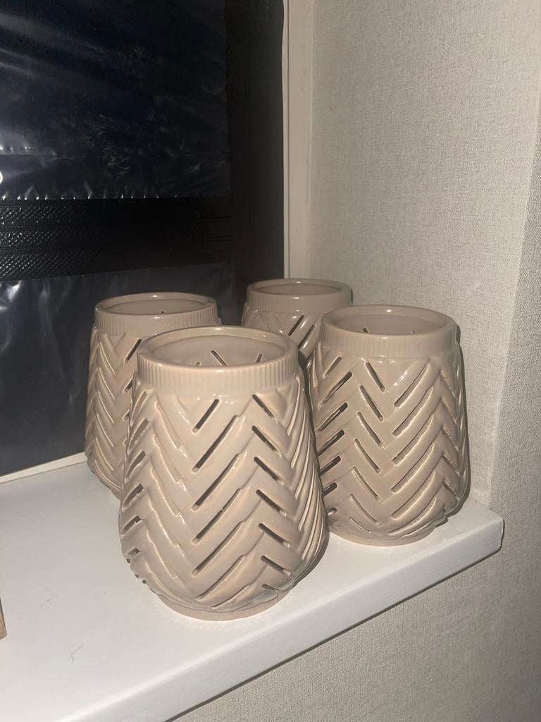 Riviera Maison Windlicht Herringbone Votive Flax, Ophalen of Verzenden, Zo goed als nieuw