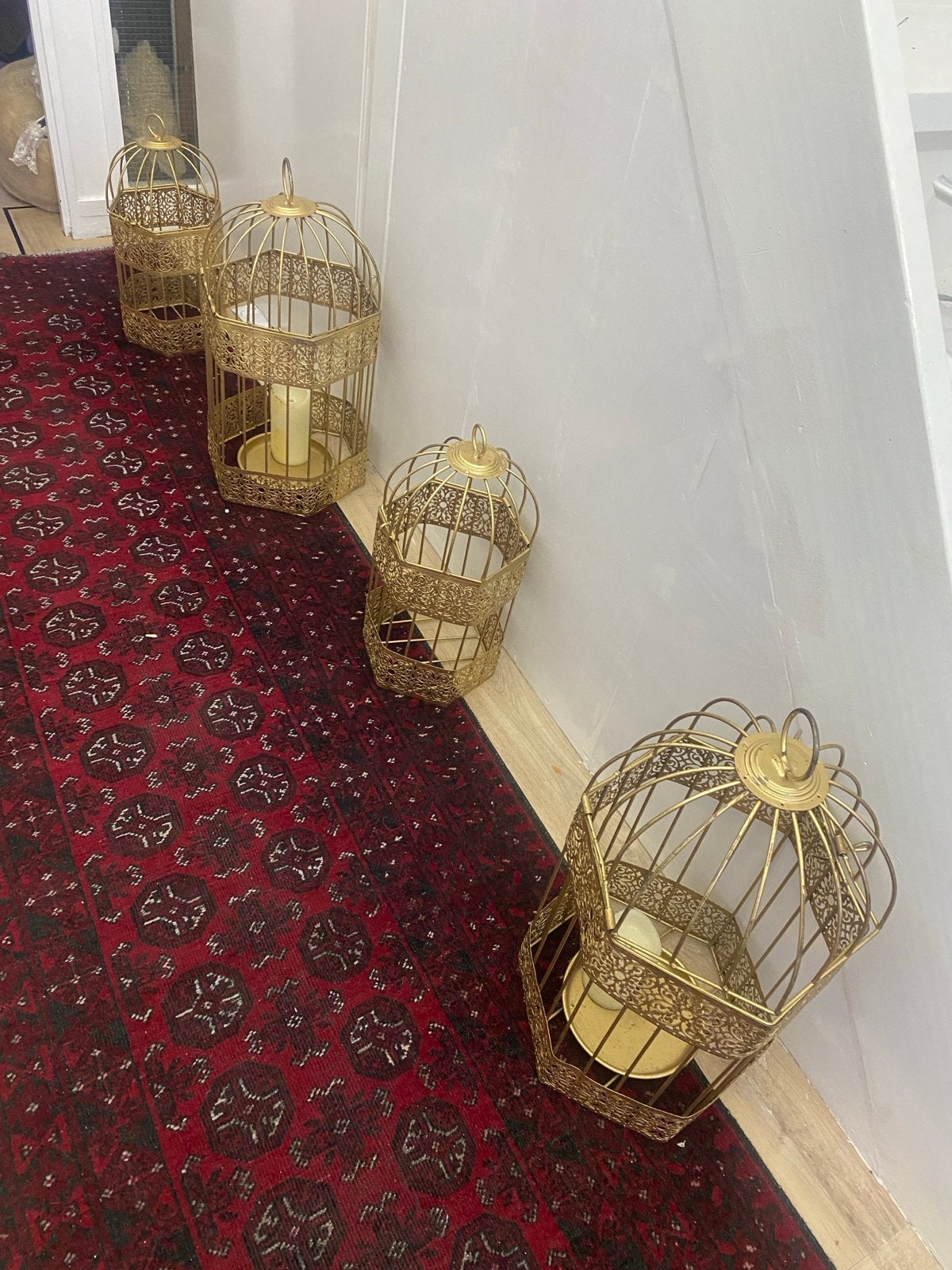 Gouden decoratieve vogelkooien, set van 4, Ophalen, Gebruikt, Lantaarn, Overige merken