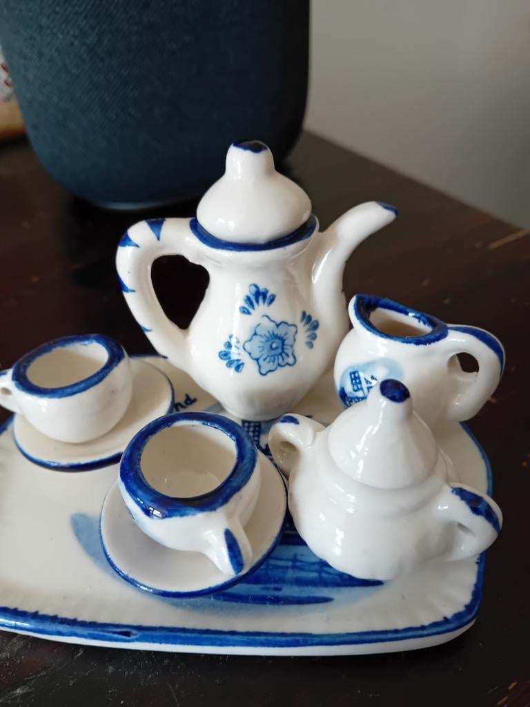 Porseleinen poppenhuiskinderserviesje Delfts Blauw - 7-delig, Ophalen of Verzenden, Nieuw, Jongen of Meisje