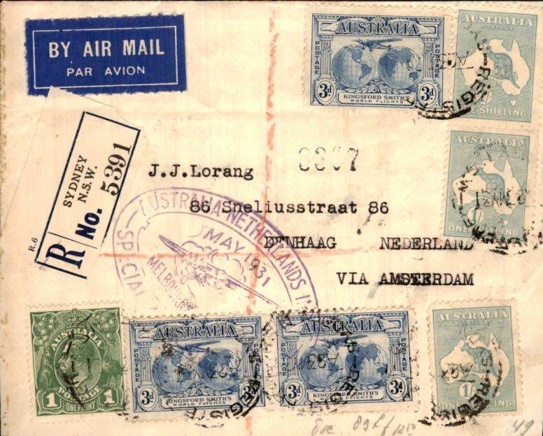 Australië - Frankering - Aangetekend - 1931, Postzegels en Munten, Brieven en Enveloppen | Buitenland, Verzenden, Envelop