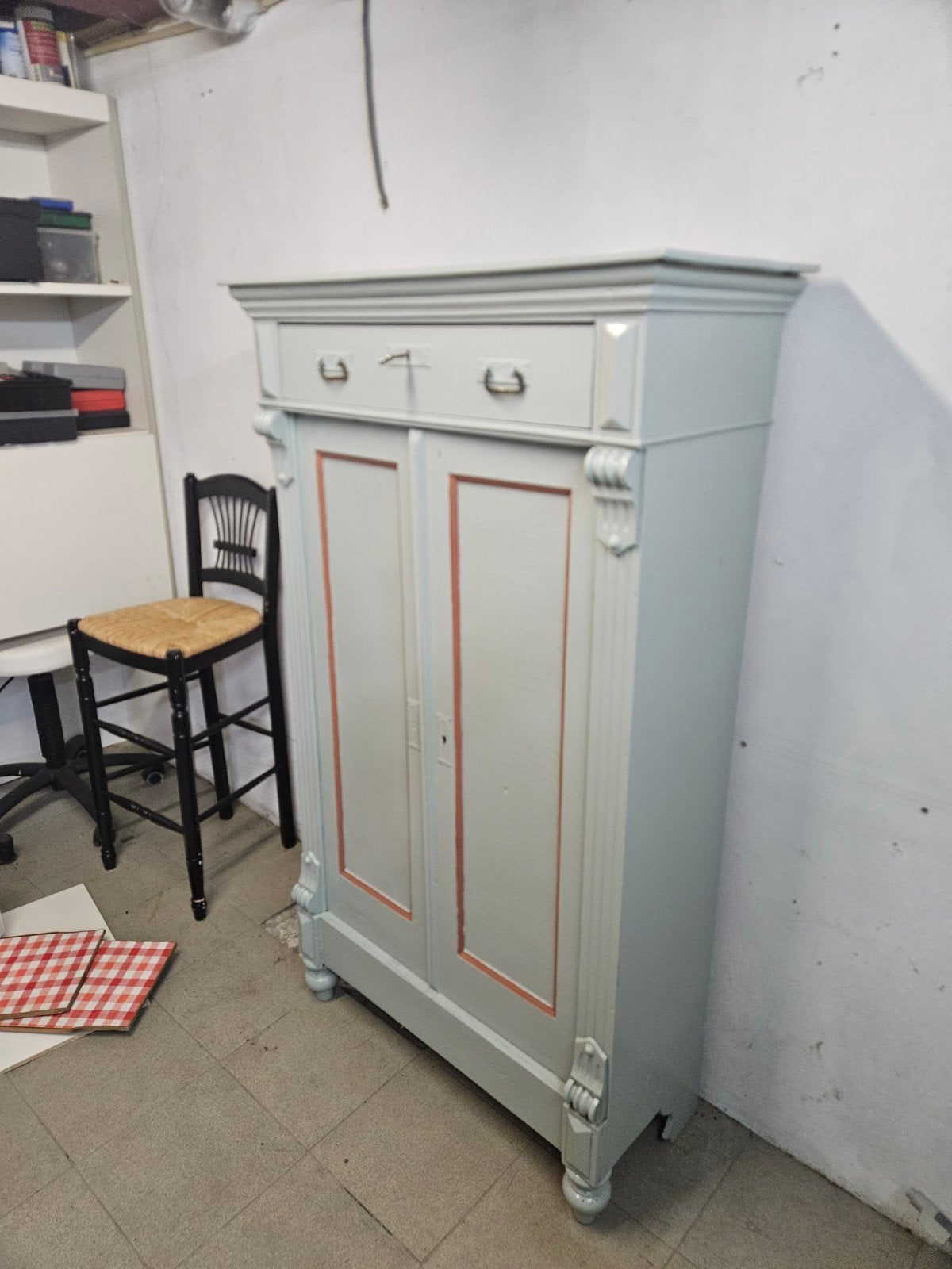 Mooie brocante opberg kast met schappen, lade Kast Oude kast, Ophalen, Gebruikt