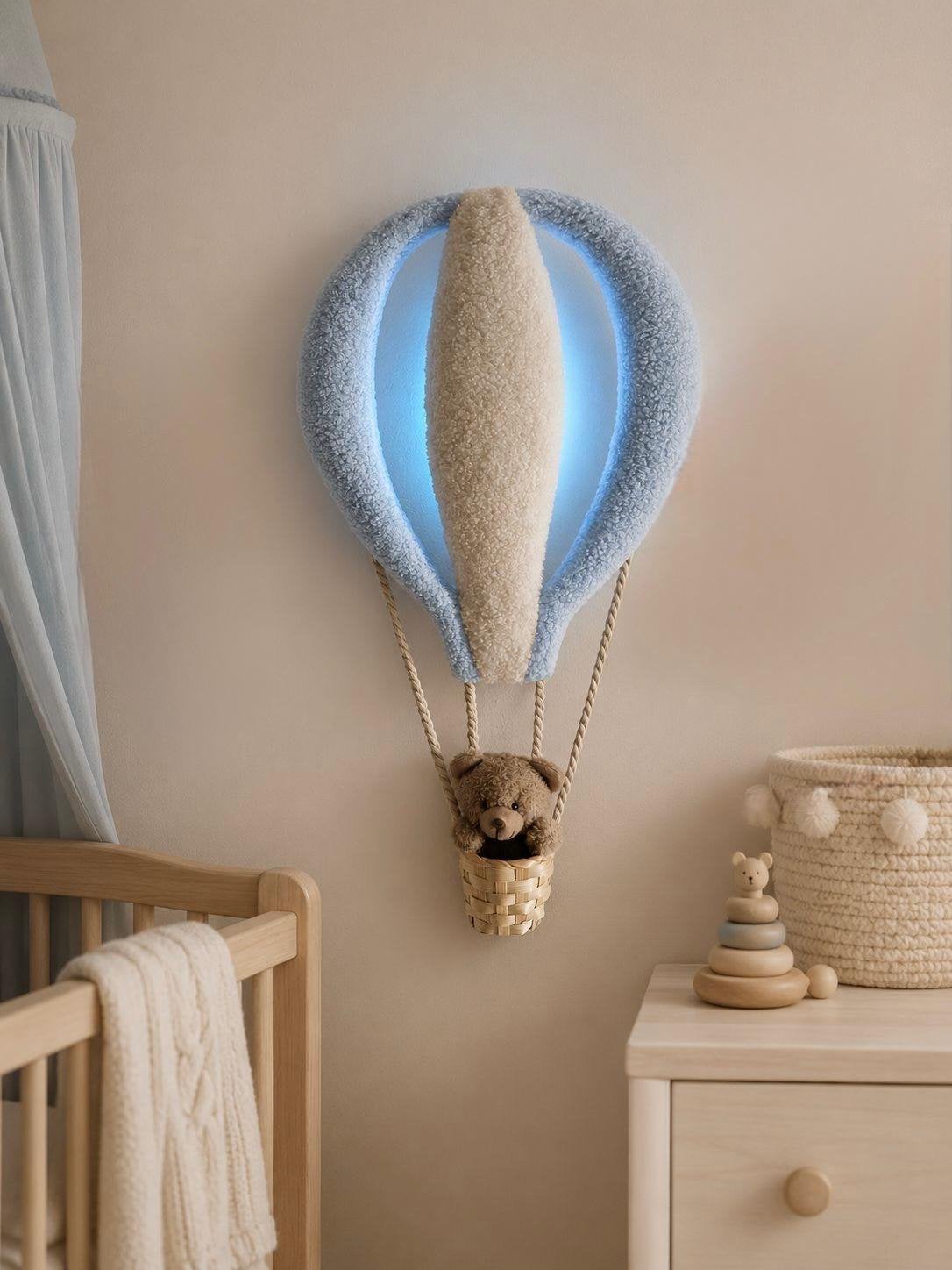 Luchtballon met beertje wandlamp dreamlight lichtblauw wit, Ophalen of Verzenden, Nieuw, Lamp