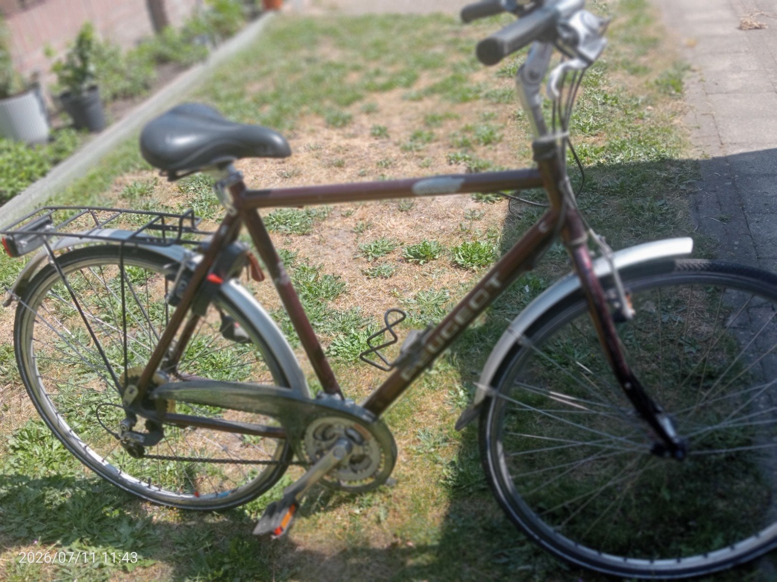 Peugeot herenfiets met bagagedrager, Overige merken, Gebruikt, Velgrem, Versnellingen
