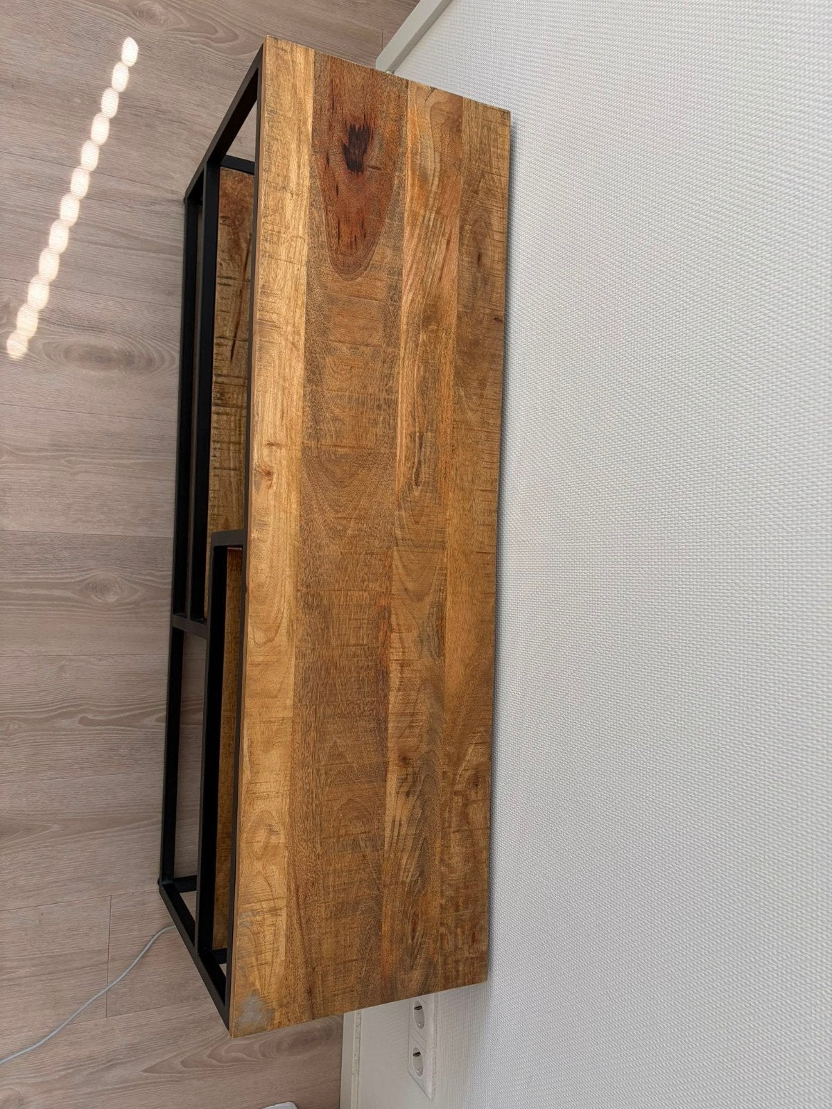 TV meubel - mangohout met ijzer, Ophalen, 100 tot 150 cm, Zo goed als nieuw, Minder dan 100 cm