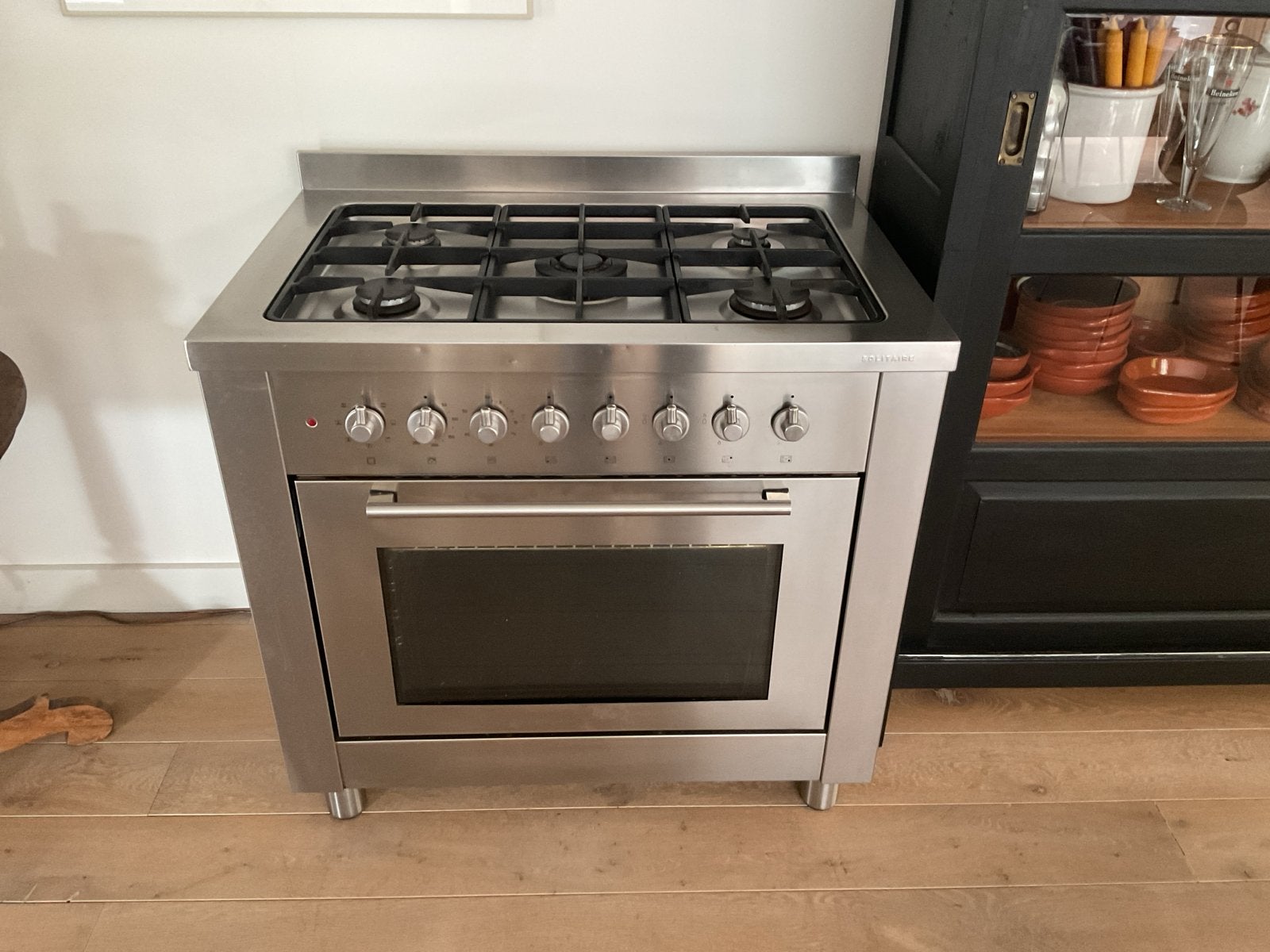Fornuis met oven - RVS - 5 pitten, Witgoed en Apparatuur, Fornuizen, Ophalen, Gebruikt, 60 cm of meer, Gas