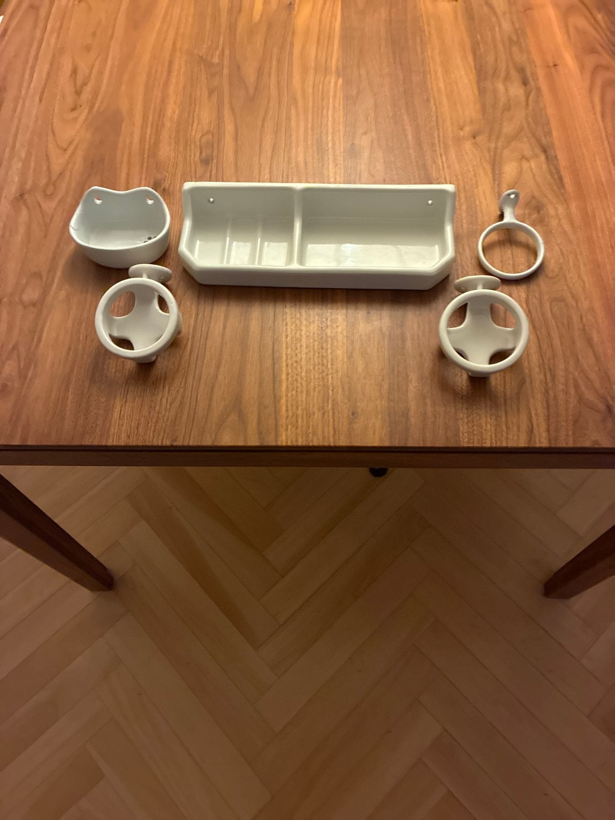 Vintage Badkamer Accessoires Set - Wit Keramiek, Huis en Inrichting, Gebruikt, Wit, Overige merken, Zeepdispenser/zeepbakje