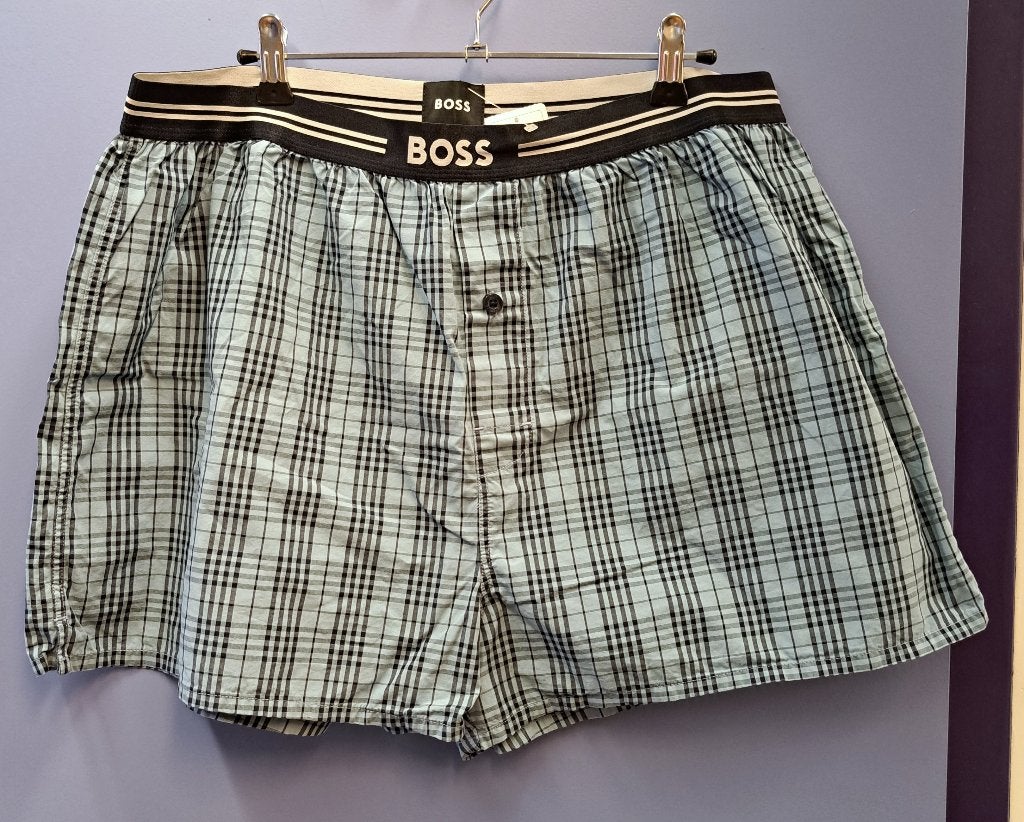 Hugo Boss ondergoed: shorts boxer blauw geruit XXL nr 45112, Kleding | Heren, Blauw, ., Hugo Boss, Ophalen of Verzenden