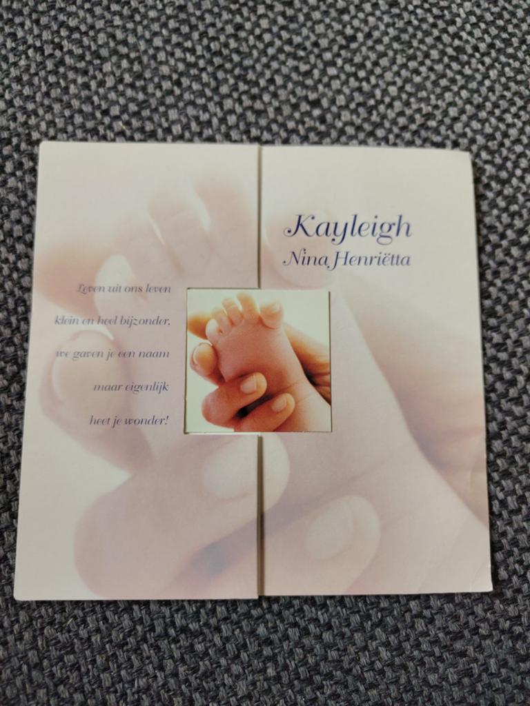 Kayleigh, Ophalen of Verzenden, 2000 tot heden, Geboortekaartje