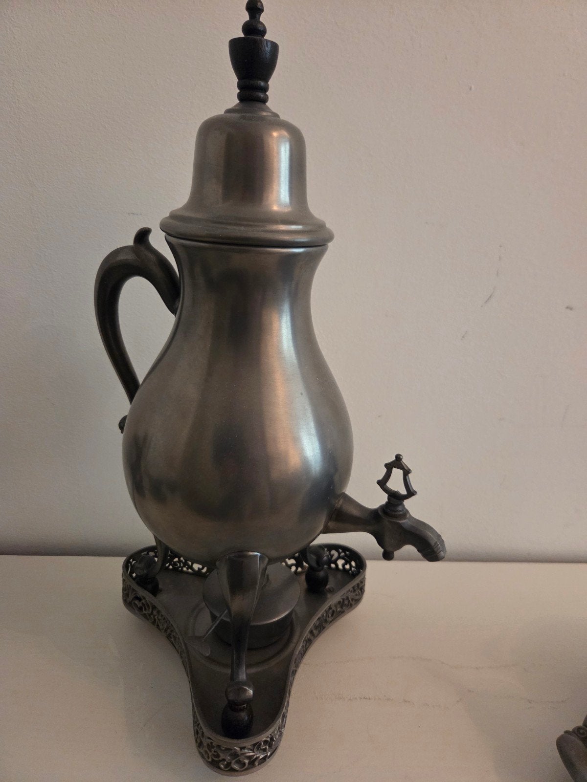Antieke tinnen theeservies en menora - complete set, Ophalen of Verzenden