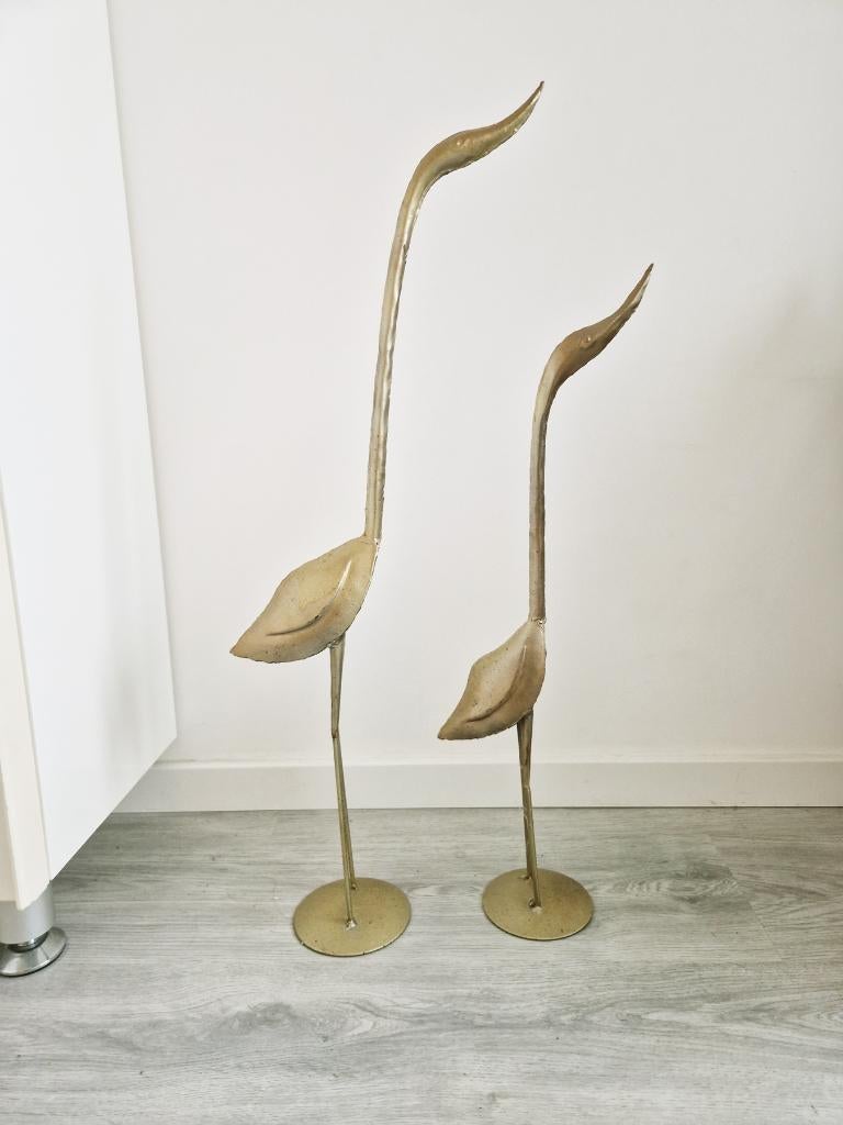 Mooie Decoratieve Goudkleurige Metalen Steltvogels, Verzamelen, Beelden en Beeldjes, Ophalen of Verzenden, Zo goed als nieuw, Dier