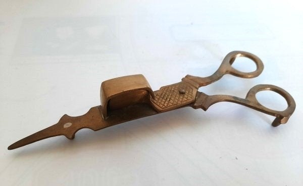 Antieke Messing Lontschaar Snuiterschaar op Pootjes (7849), Ophalen of Verzenden