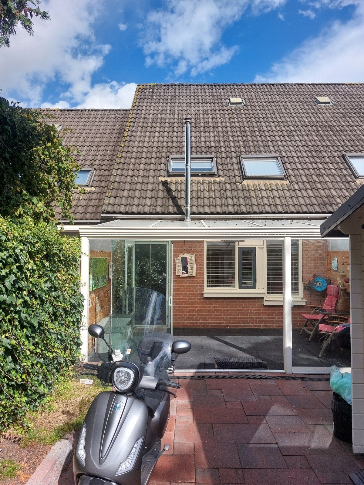 Complete overkapping met 6 glazen deuren met verlichting en, Tuin en Terras, Overkappingen, Ophalen, Gebruikt