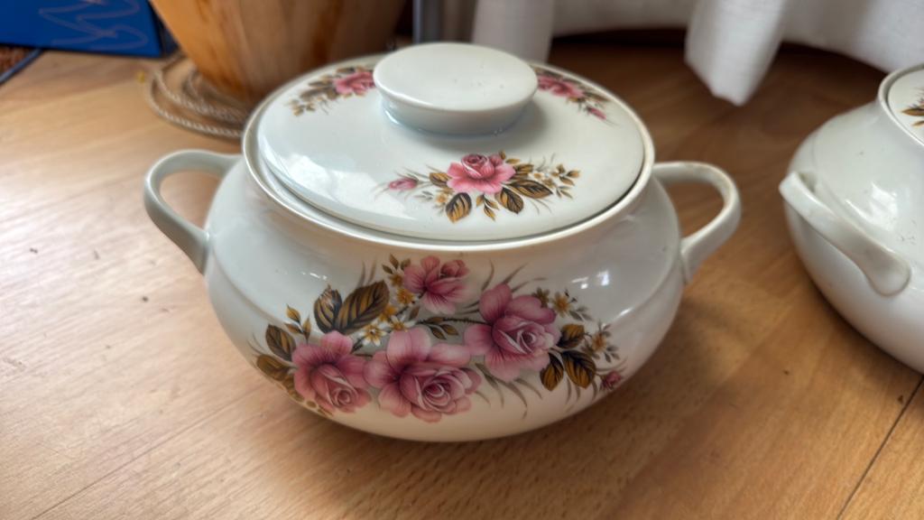 Vintage brocabte dekschaal, Antiek en Kunst, Ophalen of Verzenden