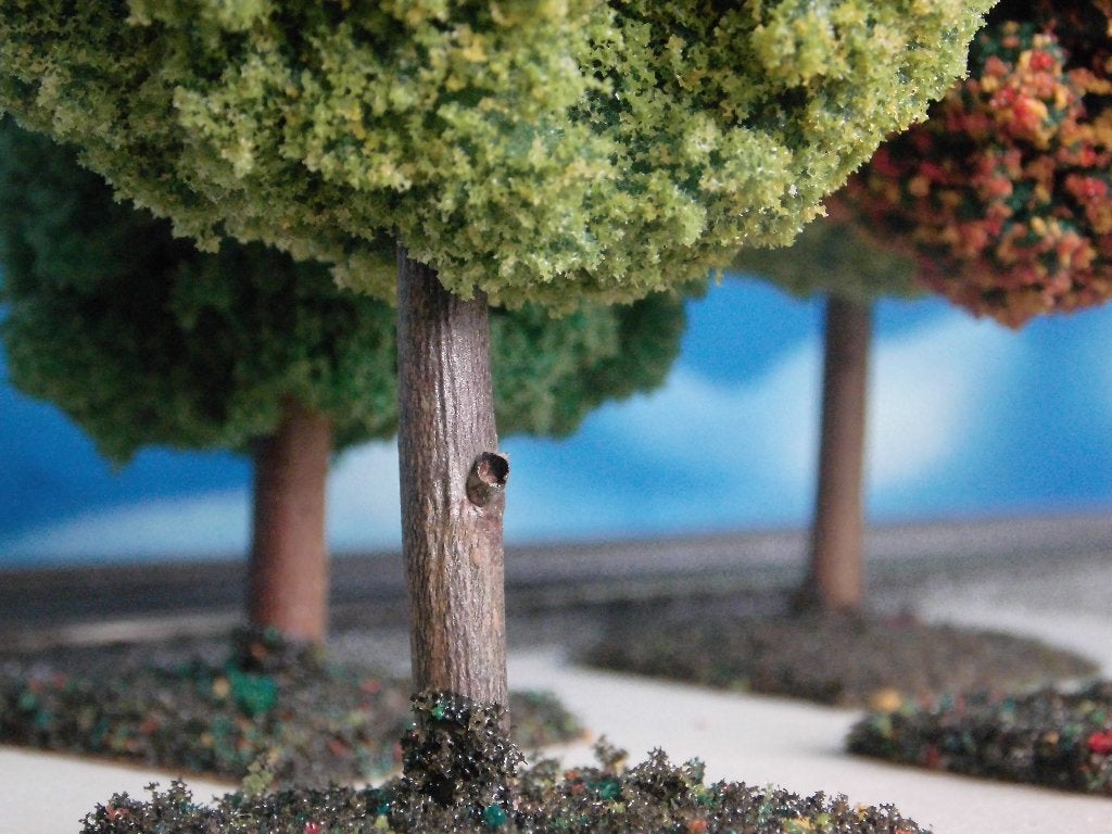 5 prachtige groene loofbomen 11/13cm met echt houten stammen, Overige merken, Natuur, Gelijkstroom of Wisselstroom, Nieuw