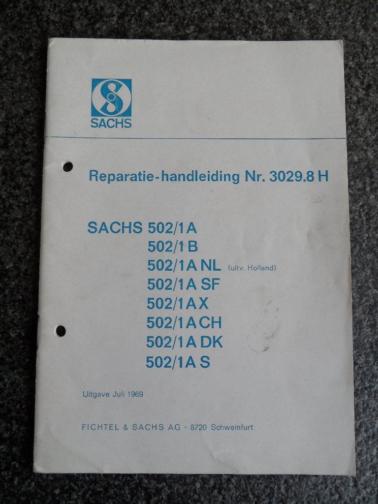 Sachs 502/1A oldtimerbromfiets 1969 reparatie handleiding, Fietsen en Brommers, Verzenden, Zo goed als nieuw