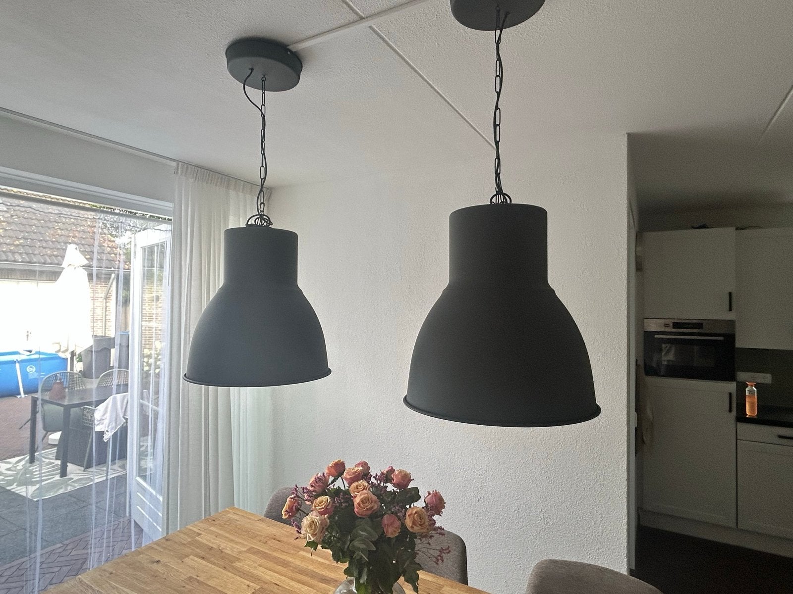 Set van 2 IKEA hektar hanglampen 48 cm hoog, Ophalen, Zo goed als nieuw, E27 (groot)