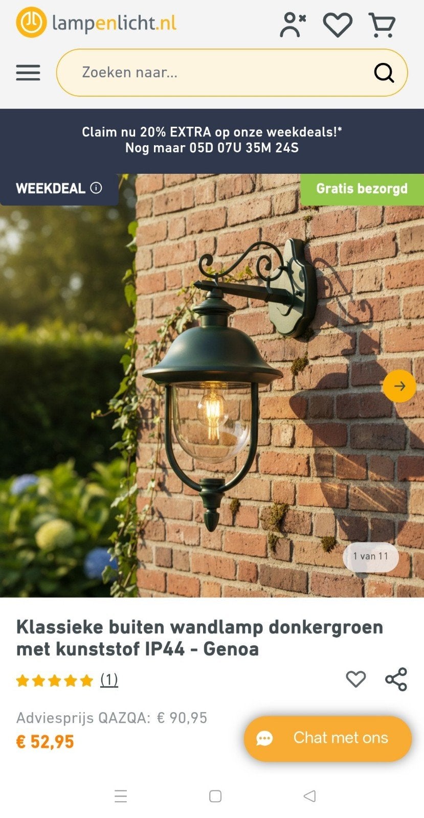 QAZQA Genoa Buitenlamp Donkergroen (Nieuw in doos), Ophalen, Kunststof, Geschikt voor buiten, Qazqa
