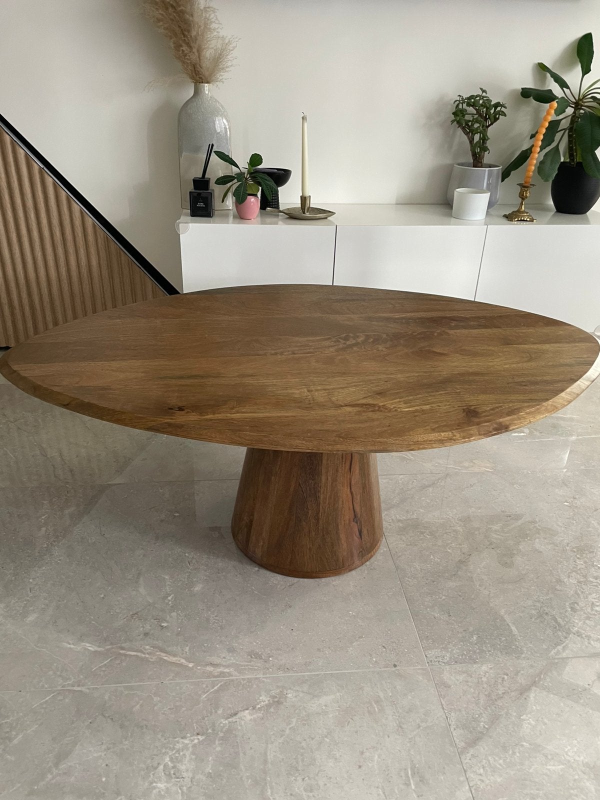 Mooie japandi ovale salontafel van mangohout - MySons, Ophalen, Japandi, 50 tot 100 cm, Zo goed als nieuw