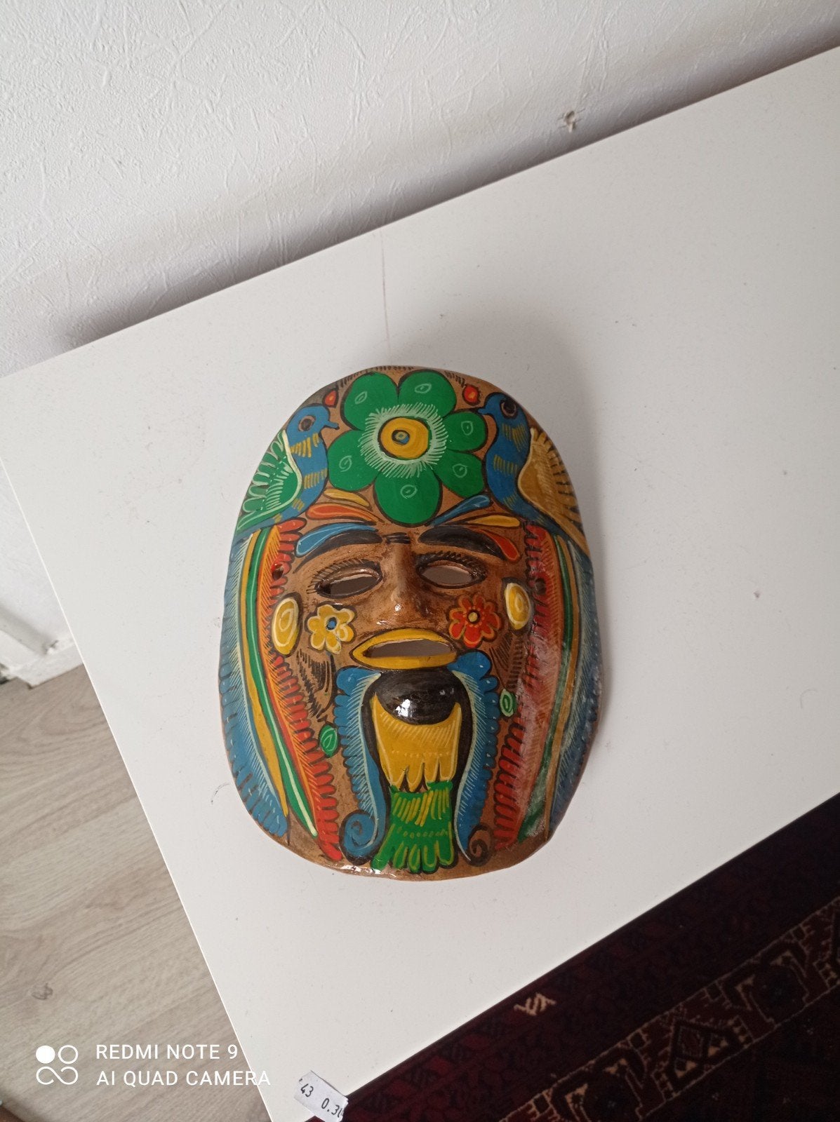 Vintage Keramische Mexicaanse Masker - Handgeschilderd, Ophalen of Verzenden