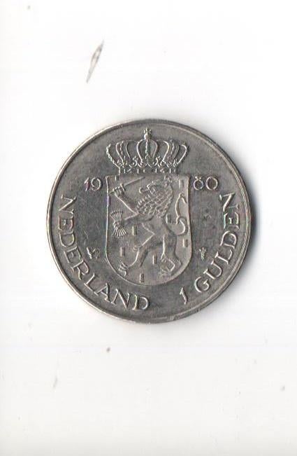 Gulden 1980 met dubbele koppen Juliana/Beatrix, Postzegels en Munten, Munten | Nederland, Ophalen of Verzenden, Koningin Juliana