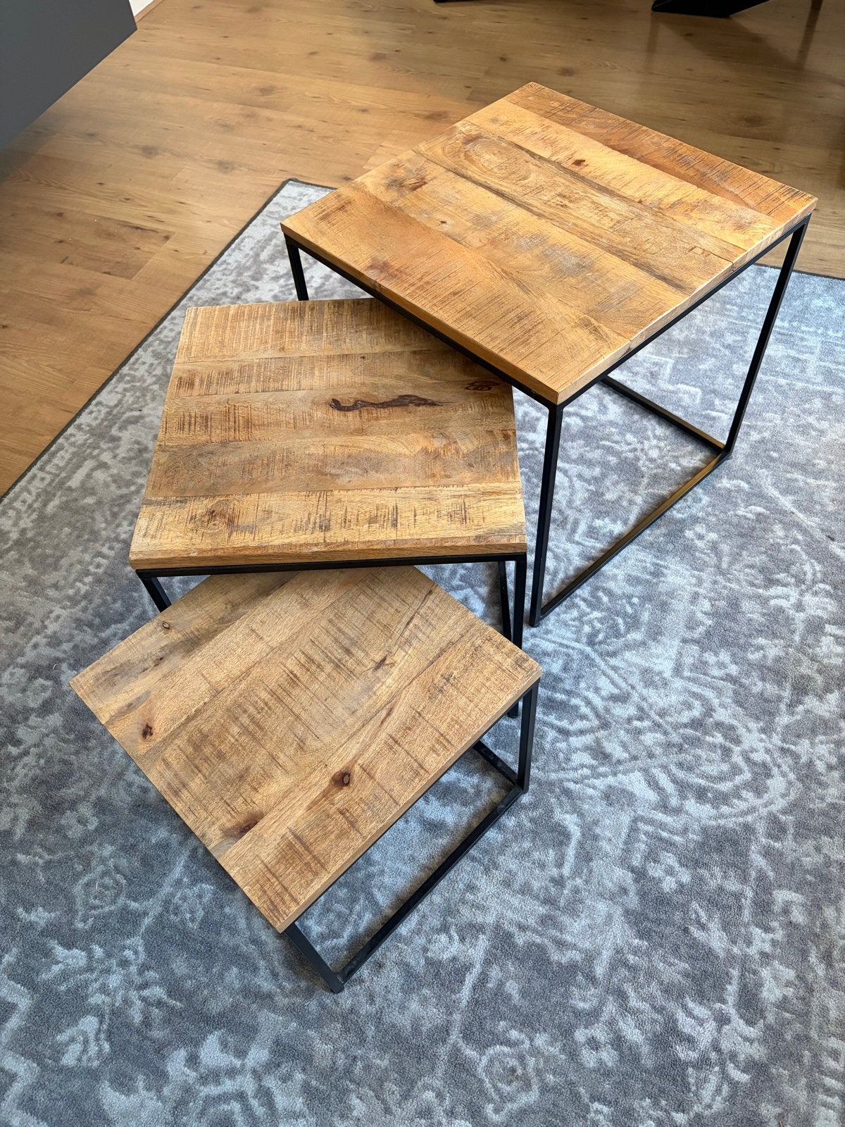 Set van 3 industriële salontafels Leenbakker, Huis en Inrichting, Ophalen, Zo goed als nieuw, Vierkant, 50 tot 100 cm