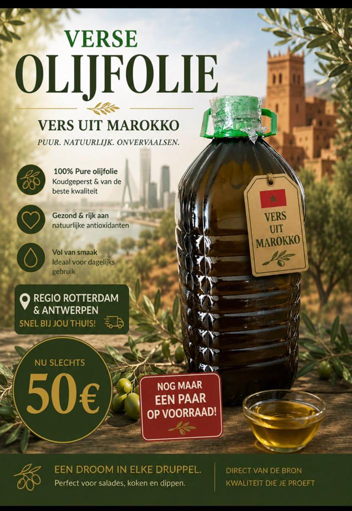 Verse Olijf olie uit marokko, Ophalen of Verzenden