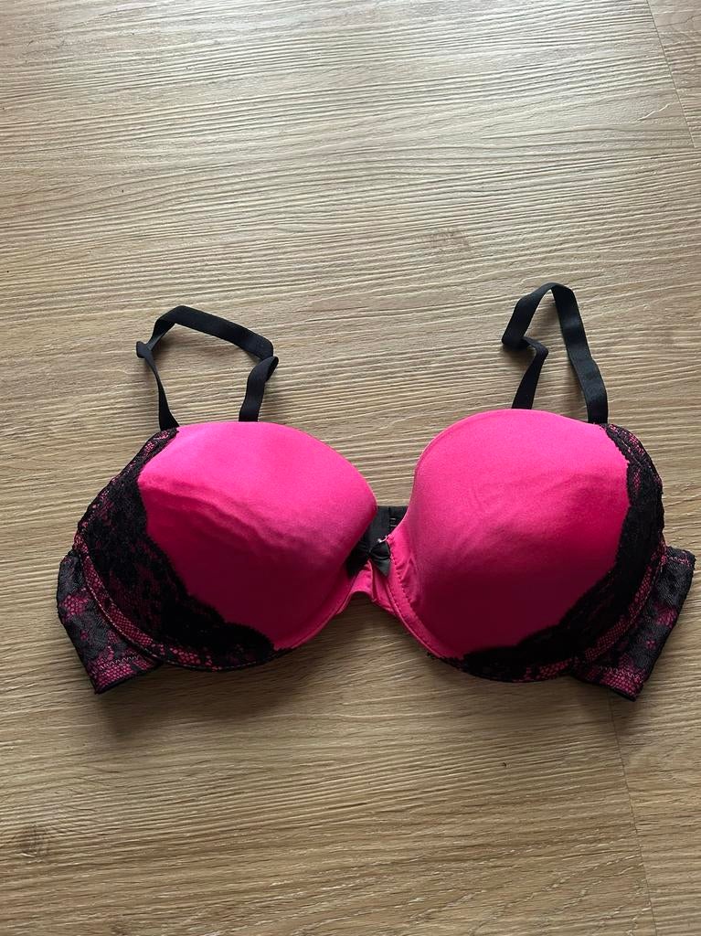 Roze zwarte push up bh maat 80C H&M, Ophalen of Verzenden, Roze, BH