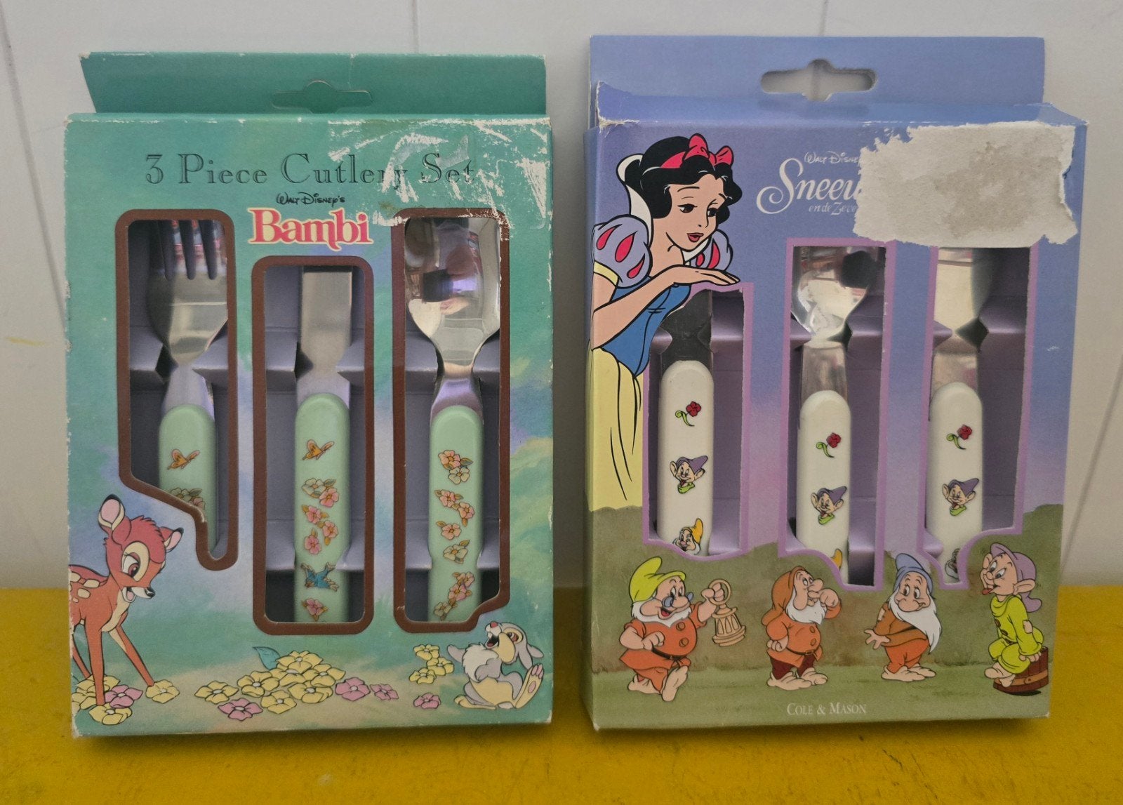 Vintage kinderbestek (Sneeuwwitje, bambi), Antiek en Kunst, Ophalen of Verzenden