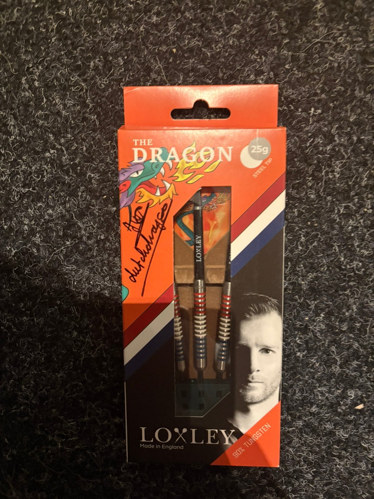 Jules van Dongen "The Dragon" Loxley 25 Gram Gesigneerd, Verzenden, Zo goed als nieuw, Pijlen