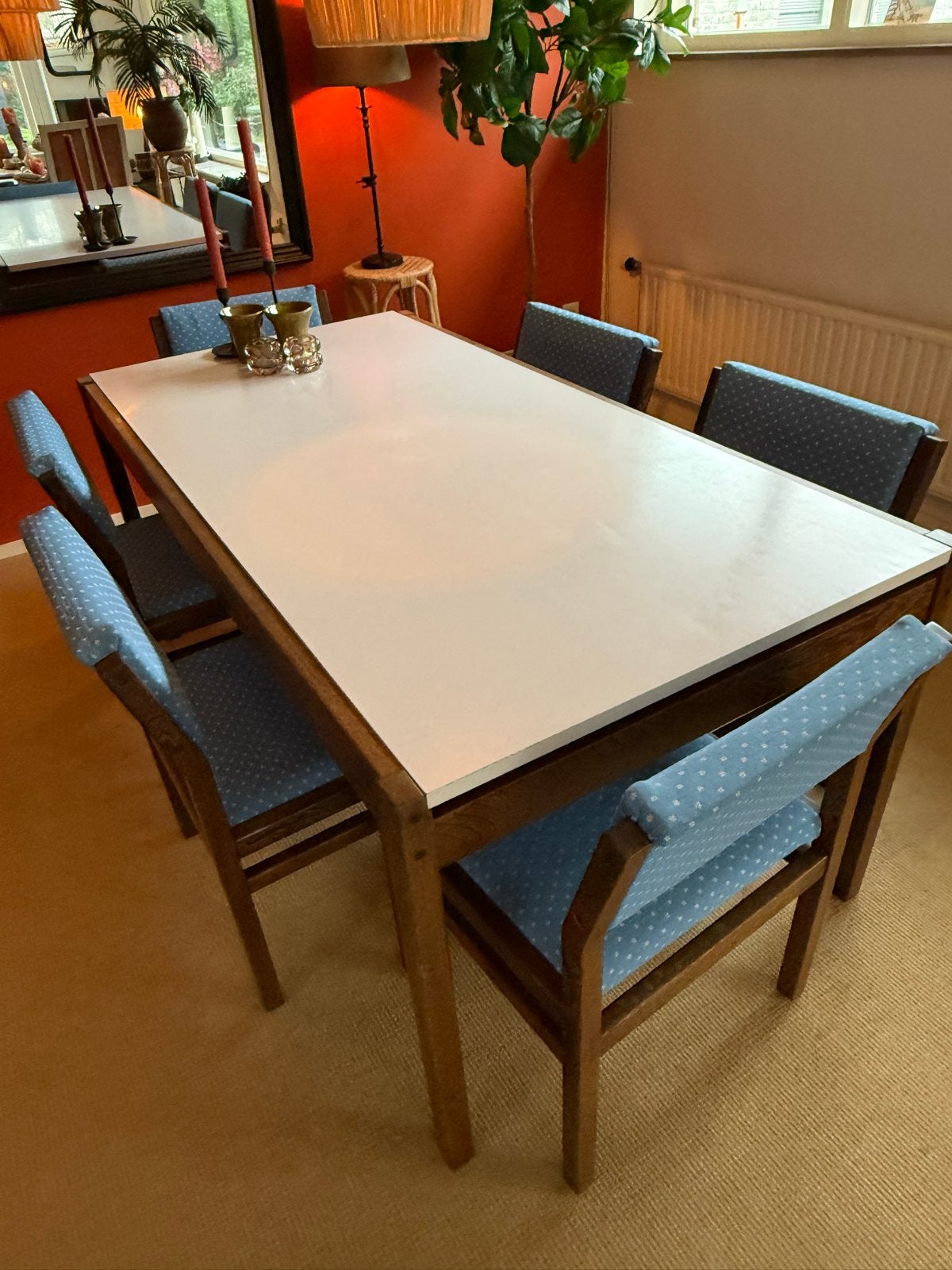 Vintage Pastoe eettafel met 6 stoelen, Huis en Inrichting, Tafels | Eettafels, Ophalen, Gebruikt, 50 tot 100 cm, Vijf personen of meer