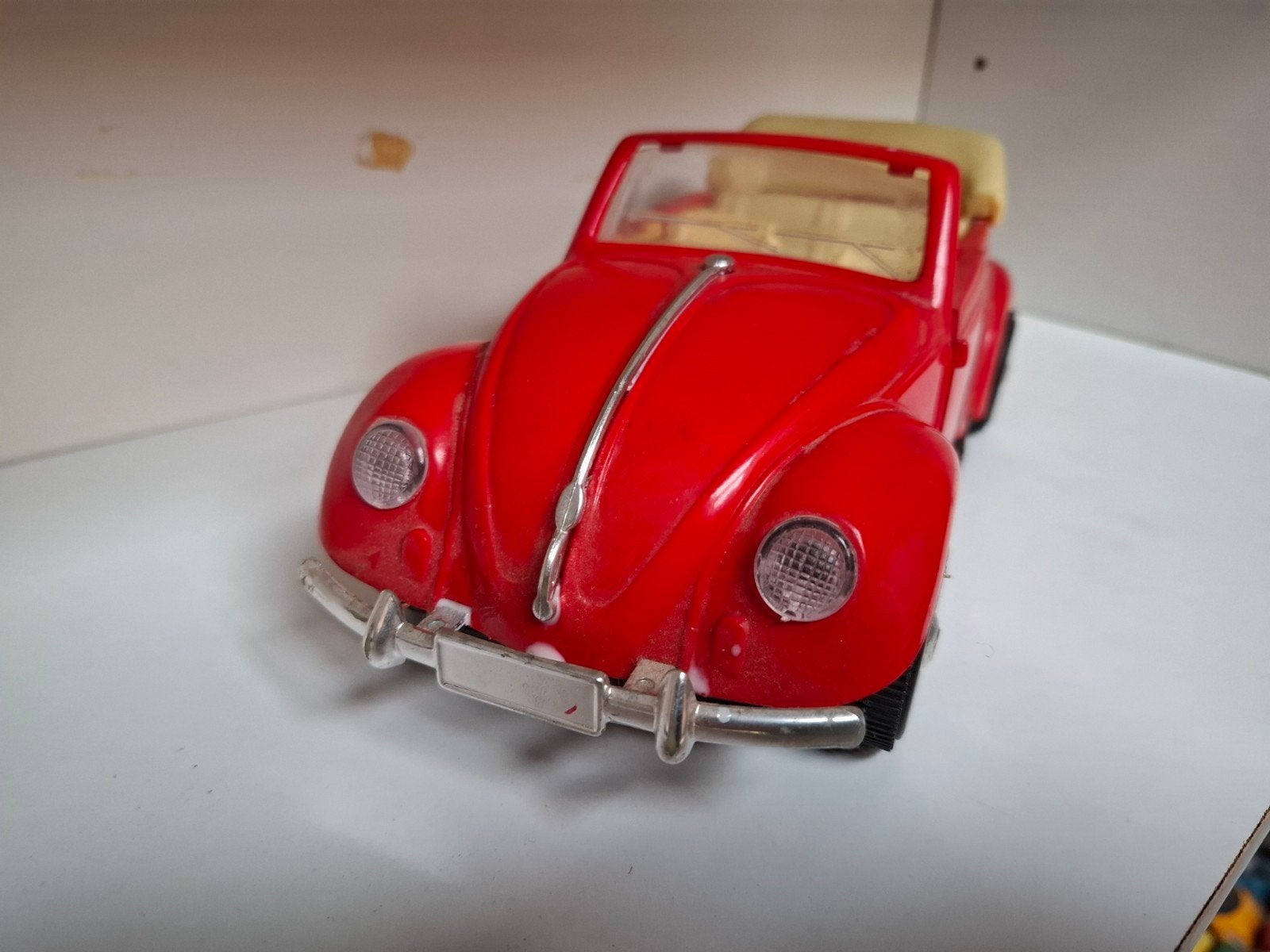 Vintage rode Volkswagen Kever Cabriolet modelauto, Antiek en Kunst, Ophalen of Verzenden