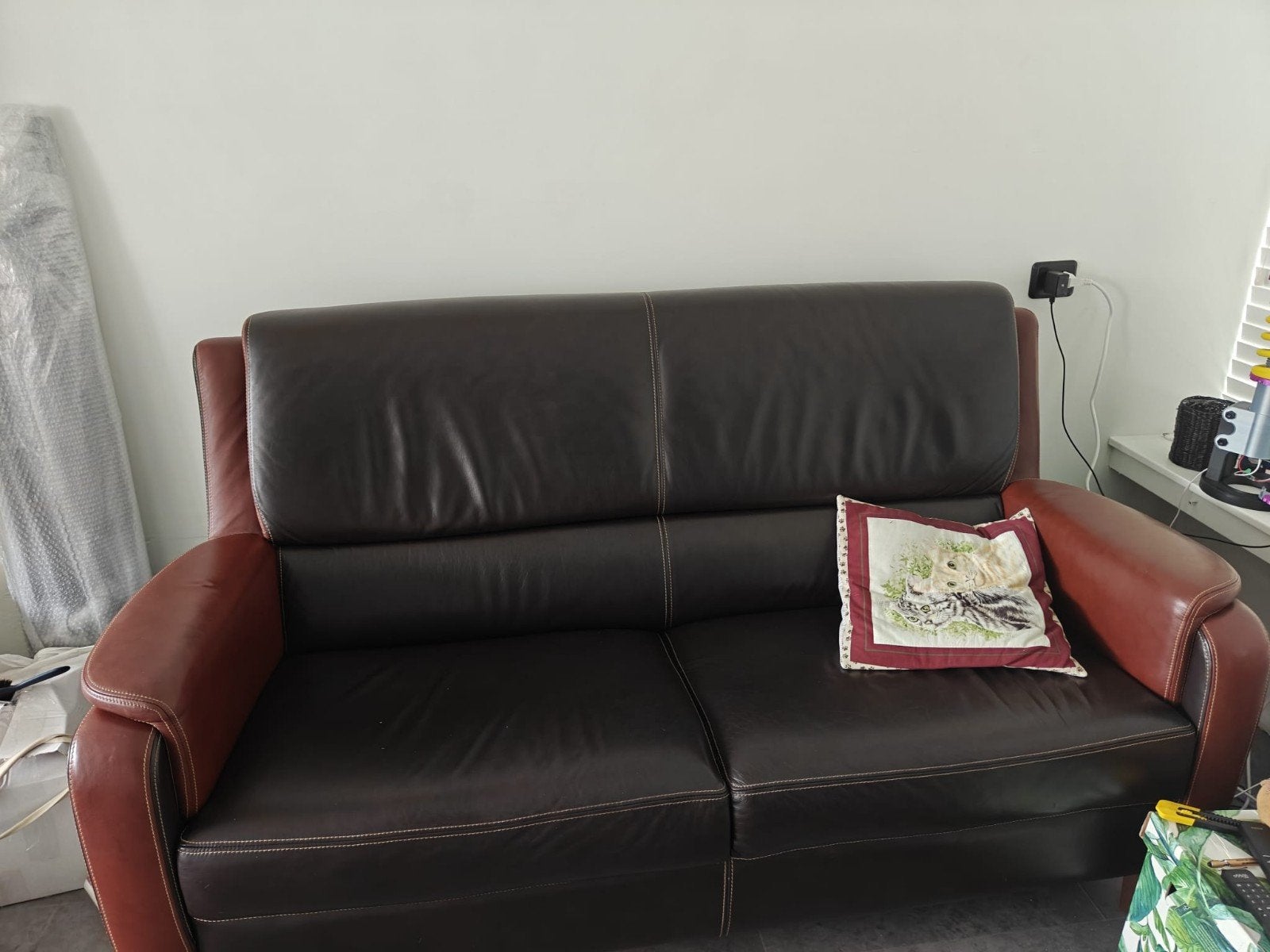Comfortabele tweepersoonsbank van leer - 175x90 cm, Ophalen, Gebruikt, 150 tot 200 cm, Tweepersoons