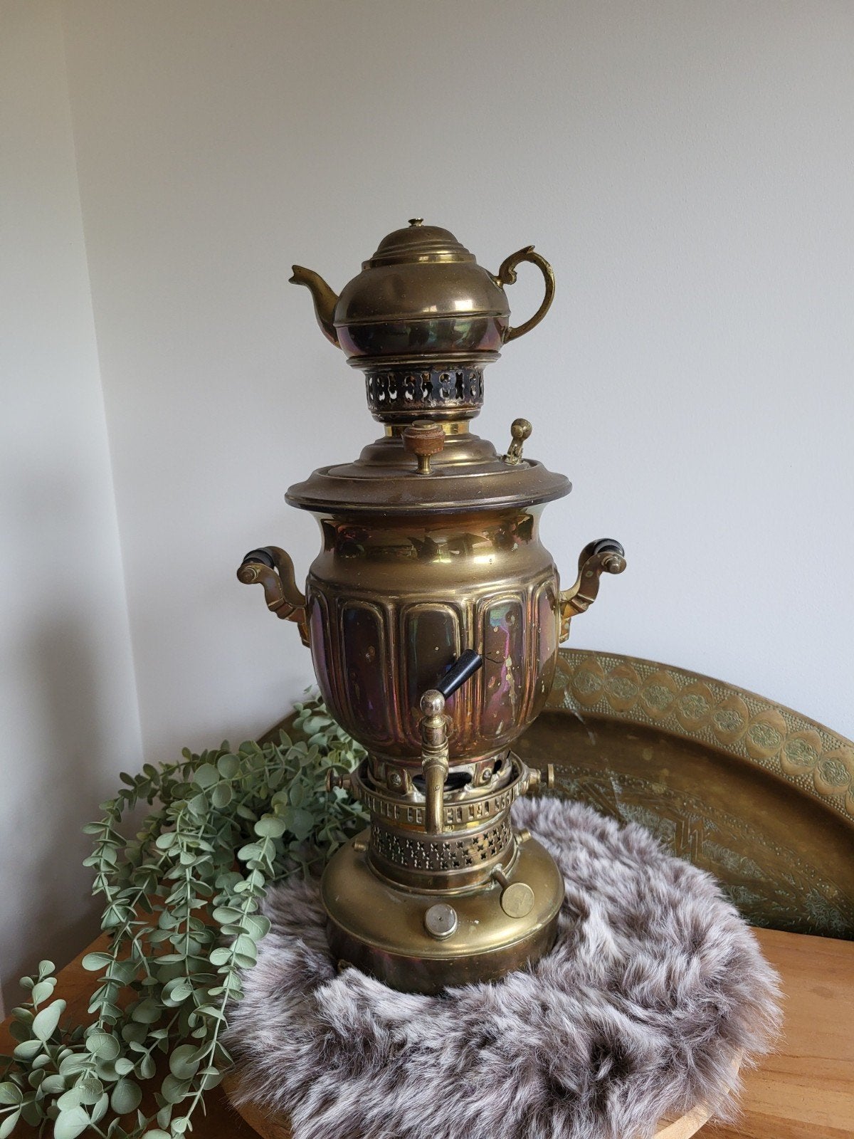 Oude Koperen Samovar met Theepot - Antiek, Ophalen of Verzenden, Koper