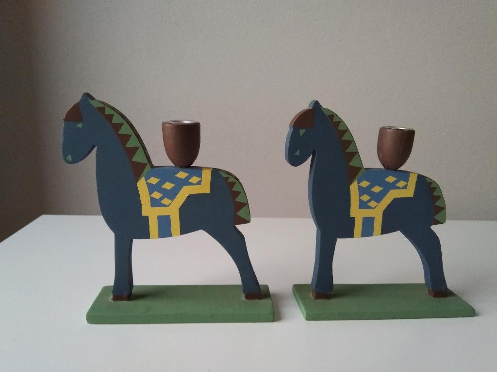 houten paard kandelaar kerstdecoratie, Ophalen of Verzenden, Zo goed als nieuw, Kandelaar, Groen