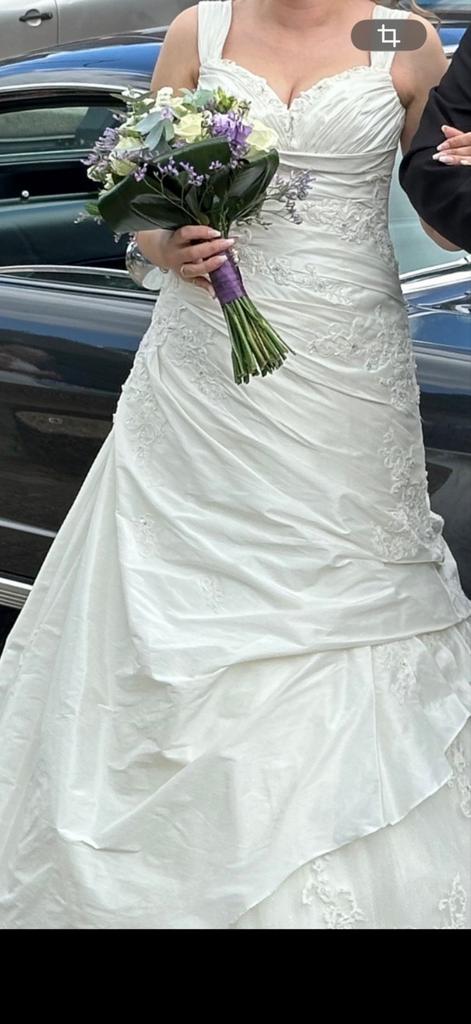 Witte trouwjurk met bandjes, Kleding | Dames, Ophalen of Verzenden, Gedragen, Wit, Trouwjurk
