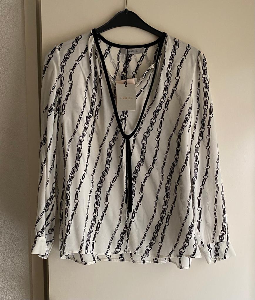 Nieuwe witte Marella blouse - 100% zijde - 34/36, Maat 38/40 (M), Verzenden, MaxMara, Wit