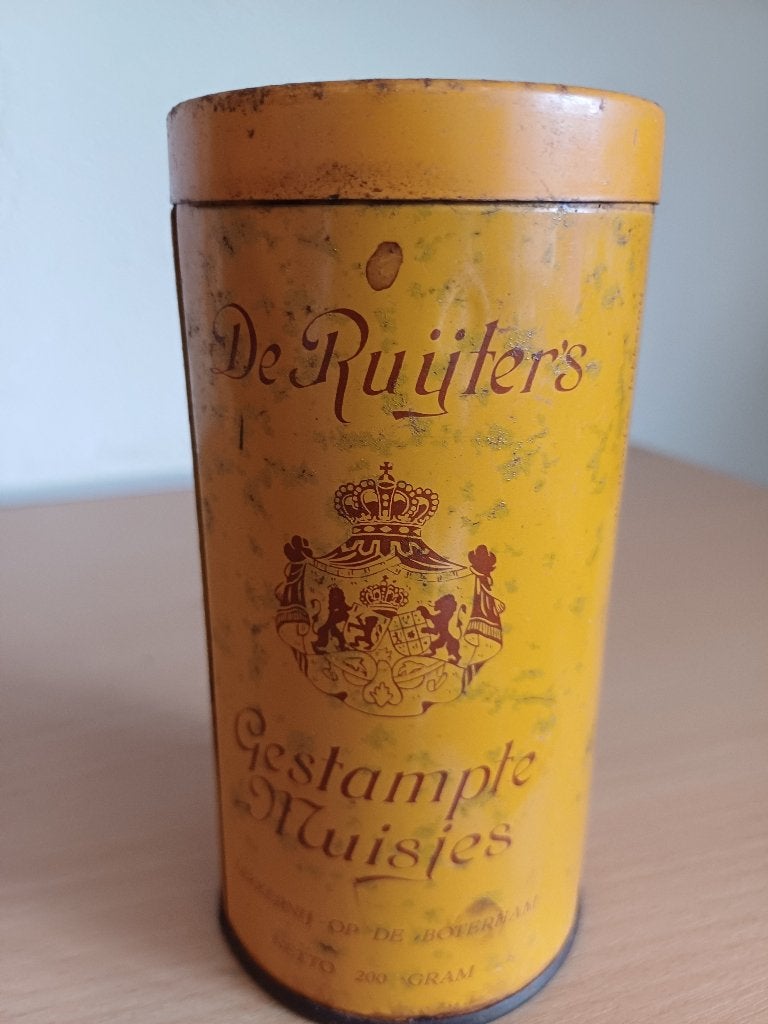 Vintage De Ruijters Gestampte muisjes blik., Verzamelen, Blikken, Gebruikt, Overige, Overige merken, Ophalen of Verzenden