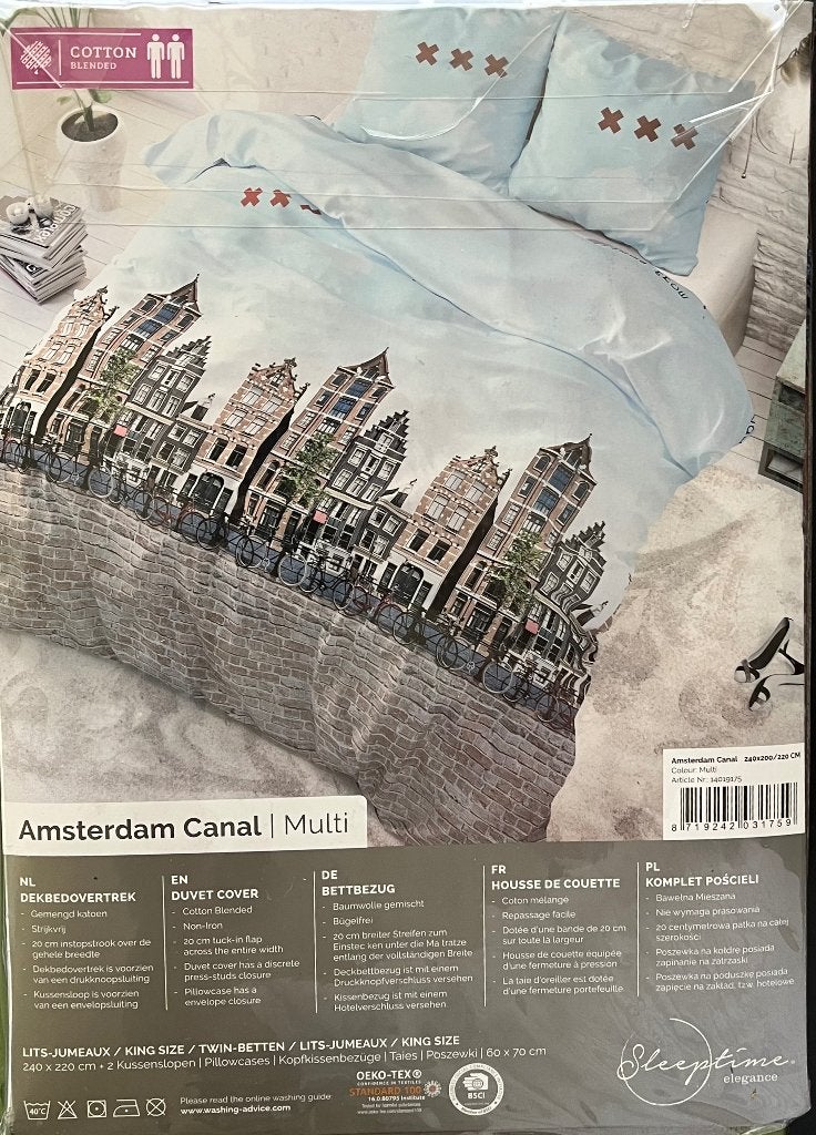 Dekbedovertrek met 2 kussenslopen "Amsterdam", Huis en Inrichting, Slaapkamer | Beddengoed, Dekbedovertrek, Katoen, Nieuw, Wasbaar