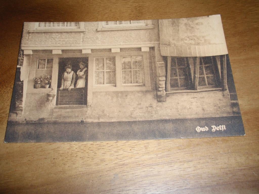 Oud Delft Achterzijde Tabakswinkel Gekroonde halve Maan, Verzenden, Voor 1920, Ongelopen, Zuid-Holland