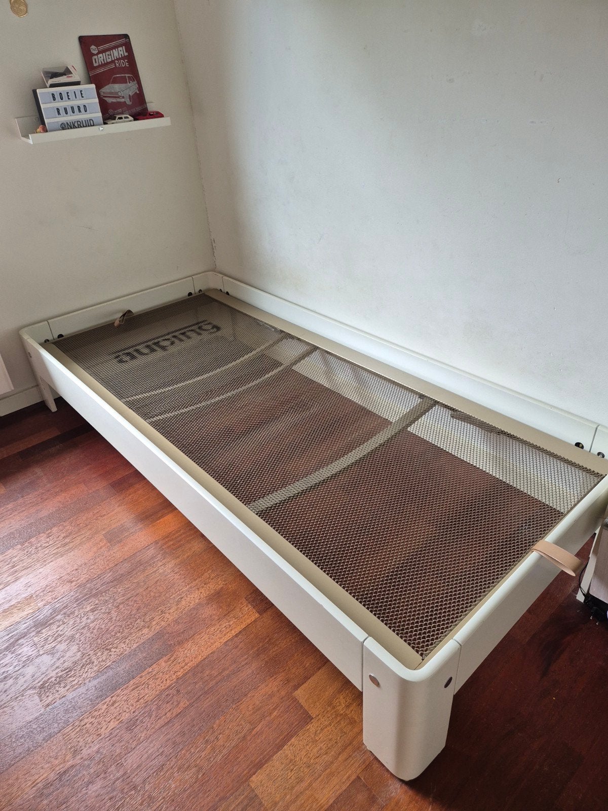 Auping Auronde bed 90x200 cm met verstelbare bedbodem, Ophalen, 90 cm, Eenpersoons, Wit