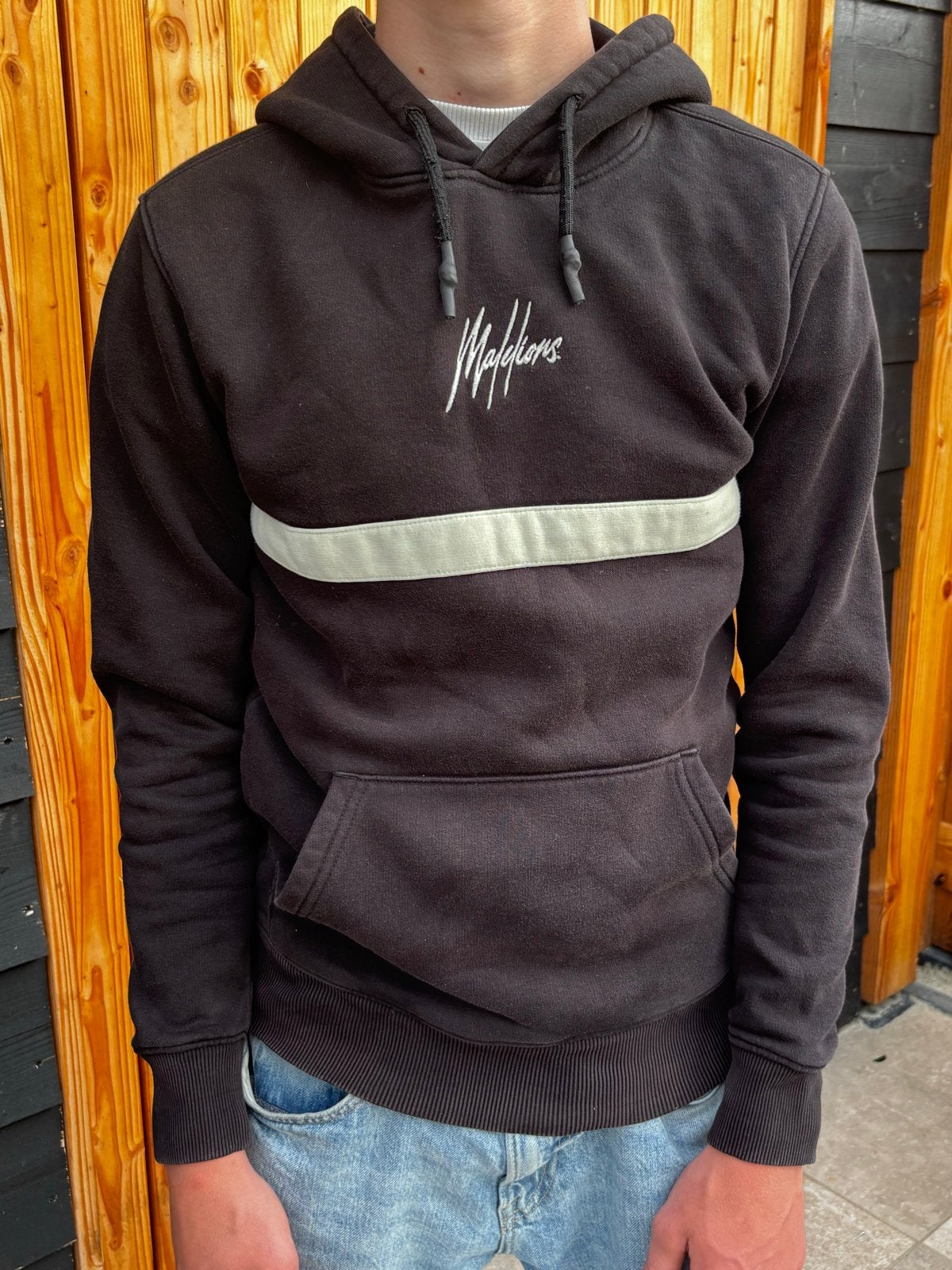 malelions Hoodie Zwart met Witte Streep - Maat xs, Ophalen of Verzenden, Zo goed als nieuw, Maat 46 (S) of kleiner, Zwart