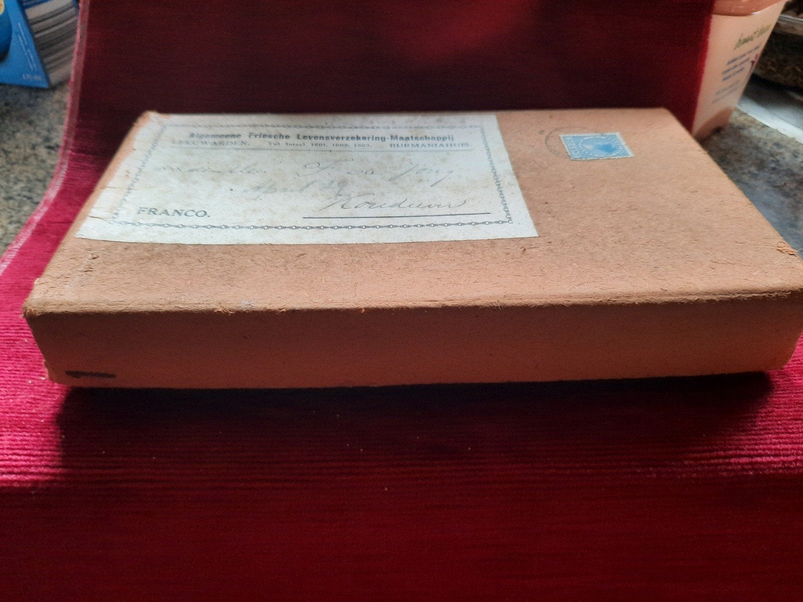 Oude verpakking doosje met 20 cent postzegel, gestempeld, Postzegels en Munten, Ophalen of Verzenden