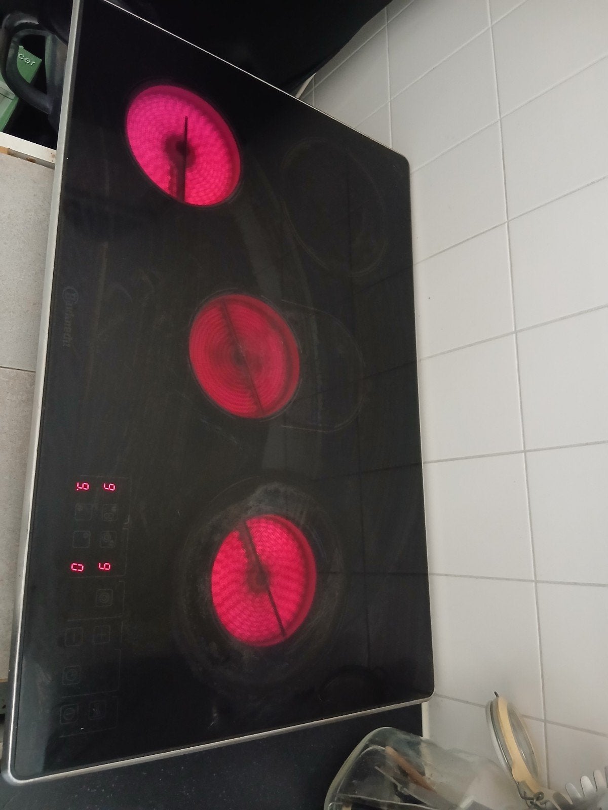 Elektrische kookplaat met 4 zones en warmhoudlade, Witgoed en Apparatuur, Gebruikt, Inbouw, Elektrisch, 4 kookzones