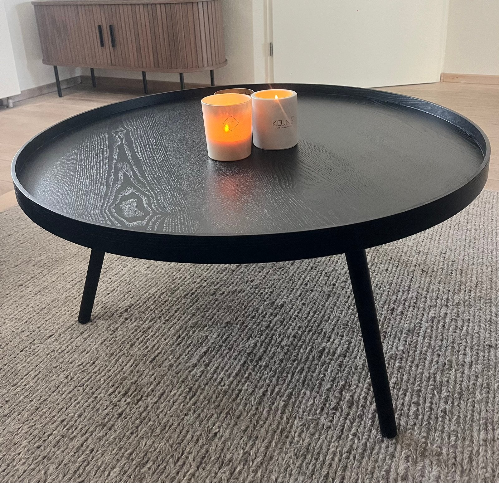 Bijzettafel Woood Mesa XL - hout, rond, zwart - 39x78x78, Ophalen, Minder dan 45 cm, Gebruikt, Rond